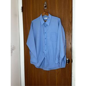 VTG EUC Pierre‎ Cardin Blue Casual Button Down Shirt Men's Size 18 (34-35)